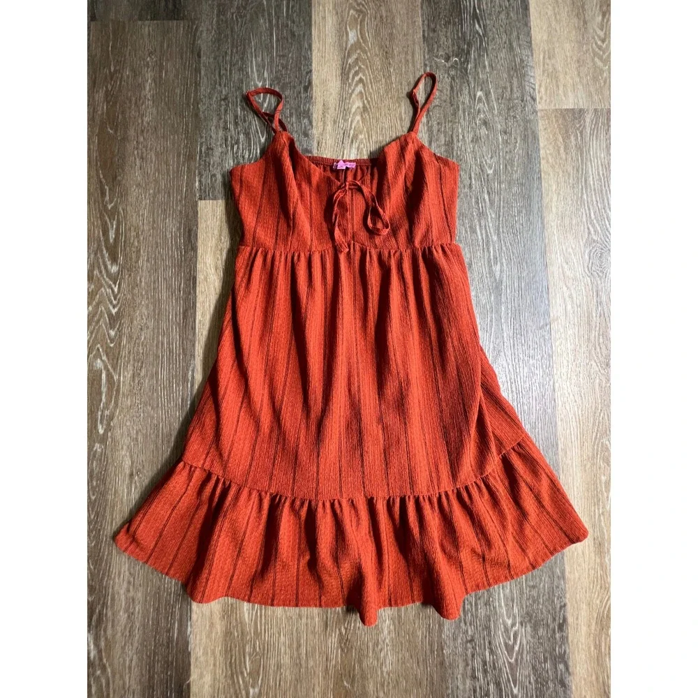 Mi Ami Francesca's Mini Dress Women Medium Rust‎ Orange Excellent Tiered Boho